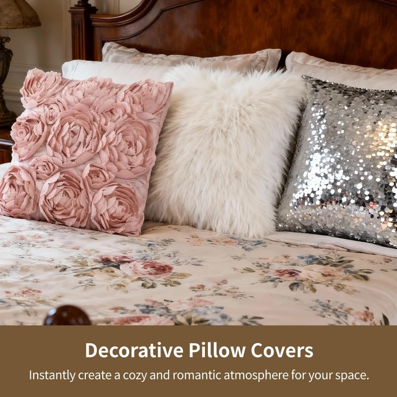 OMISTAR 6 Pcs Decorative Pillow Covers, Square Throw Pillow Cases,