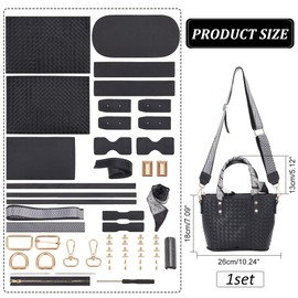 WADORN DIY PU Leather Shoulder Bag Making Kit, DIY Leather Shoulder Tote Bag Making Material Women Handicraft Crossbody Bag Making Tool Kit Handmade Craft Bag Making, Black