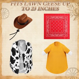 Silicherry Western Cowboy Goose Outfit Lawn Plastic Cement Costume Western Theme Party Goose Clothing for 23" Statue Outdoor Patio Yard Lawn Art Decoration