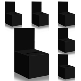 zzhxkjhky 6 Pcs Black Raffle Boxes Ballot Boxes for Fundraising, 6 x 6 x 6 Inch Cardboard Box with Slot for Ticket and Removable Header Donation Box for Collecting Business Card Voting Contest