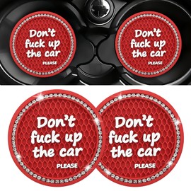 2Pcs Bling Car Cup Holder Coaster, 2.95 inch Anti Slip Shiny Car Coasters
