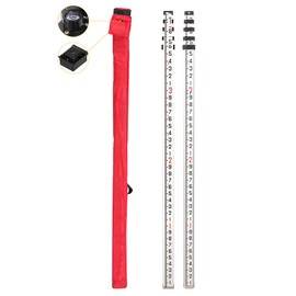 Mountlaser Aluminum Grade Rod 16Foot-10th, 5 Sections Dual Sided Telescoping Leveling Rod with Bubble Level and Carrying Case
