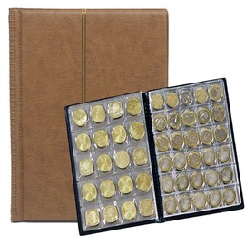 AWEELON 250 Pockets 10 Pages Coin Collection Album Coin Book, Brown