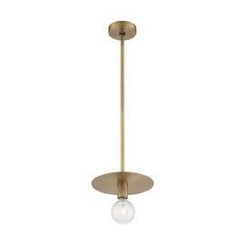 Nuvo Barbett-1 Light Medium Pendant in Traditional Style-10 Inches Wide by 3.5 Inches High-Vintage Brass Finish