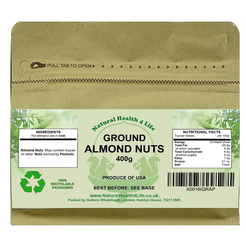 Natural Health 4 Life Ground Almonds 400g in Kraft Pouch
