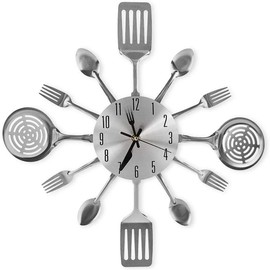 Lrtzizy Kitchen Wall Clocks with Spoons and Forks, Decor and Nice Gifts,Wall Clock Tableware Wall Clock