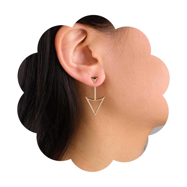 Allereya Boho Triangle Ear Jacket Earrings Hollow Triangle Earrings Gold