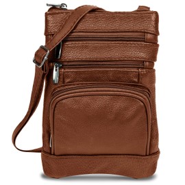Krediz leather Crossbody Purses for Women, Multi Pocket Crossbody Purse with Adjustable Strap, Soft & Durable Leather Purse