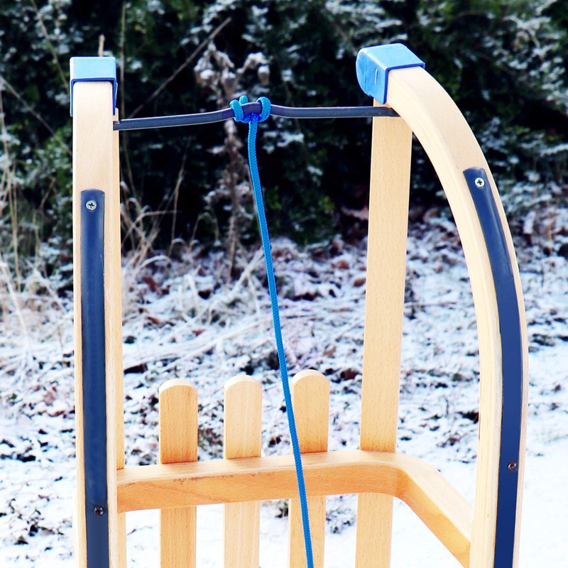 com-four® 2 x Sledge Ropes with Wooden Handle, Toboggan Accessories,