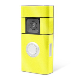 MightySkins Glossy Glitter Skin Compatible with Ring Video Doorbell Plus - Solid Yellow | Protective, Durable High-Gloss Glitter Finish | Easy to Apply