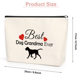 Dog Grandmother Gifts Cosmetic Bag Funny Grandma Gifts for Dog Lover from Grandchildren Birthday Christmas Retirement Mother's Day Gift Animal Lovers Gift for Women Travel Makeup Pouch