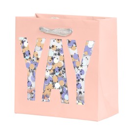 C.R. Gibson Pink Confetti "Yay" Small Gift Bag, 5.75" W x 6" H x 2.8" D