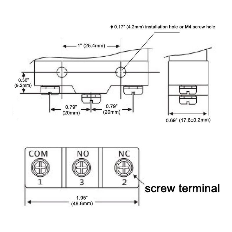 Heschen micro switch Z-15GQ22-B panel mount roller plunger 3 screw