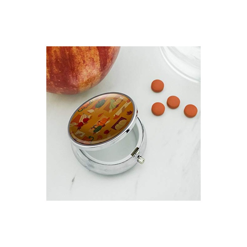 Fall Autumn Harvest Pumpkin and Squash Pattern Pill Case Trinket