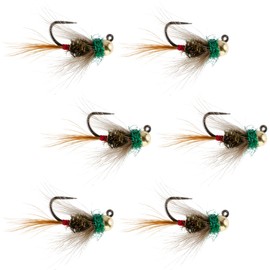 The Fly Fishing Place Tungsten Bead Tactical CDC Frenchie Czech Nymph Euro Nymphing Fly - 6 Flies Size 12