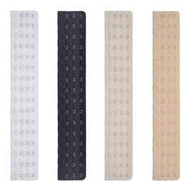 DoHope Longline Bra Back Corset Extenders for Bustiers Shapewear Waist Cincher, 16 Hooks (4pcs Black, White, Light Beige&dark Beige), Large