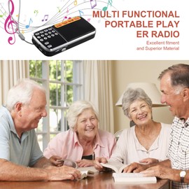 Atelierate Mini AM Radio Digital Portable Stereo Speaker MP3 Audio Player Radio LED Flashlight Support USB Drive TF Card AUX-in