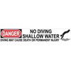StickerTalk Danger No Diving Shallow Water Vinyl Sticker, 16 inches