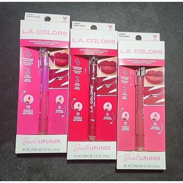L.A.Colors Dual Lip Liner Collection- Sweet Fusion, Berry Sweet &