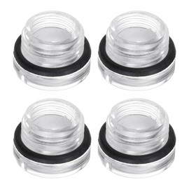 sourcing map 4pcs Air Compressor Oil Sight Glass M16 x 1.5mm Male Liquid Level Gauge Plastic Round Head Oil Indicator Window with O-Ring for Air Compressor Fittings Gearbox, Transparent