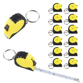 Ymcafmo 12ieces Tape Measure Keychains - 1.5 Inch Mini Measuring Tapes with Locking Mechanism, Fun Party Favors for Birthdays, Baby Showers & DIY Events (1m/3ft, Black+Yellow)
