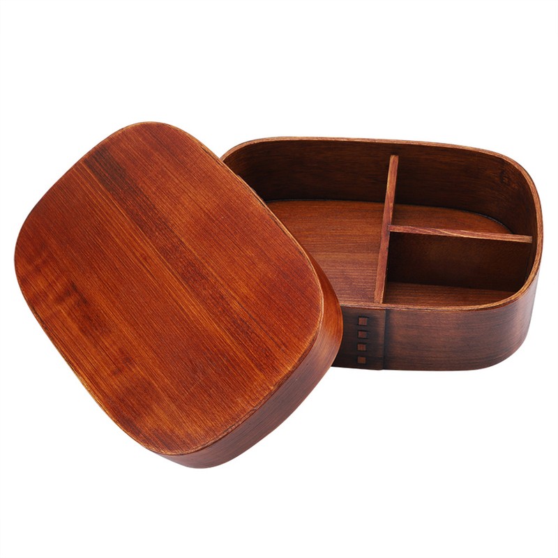 Vintage Natural Wooden Lunch Containers Box Wood Bento Boxes 18*12*5.5cm