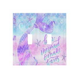 Purple Mermaid Tail Scales 2 Gang Double Toggle Outlet Light Switch Cover Wall Plate Electrical Faceplate Decorative Dual Device Switchplate