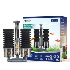 FKSC Dual Sponge Aquarium Filter, Air-Powered, 10–20 Gal – Ultra-Quiet Bio-Sponge Filtration | Freshwater & Saltwater | Easy Setup