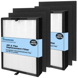 2 Pack True HEPA 45i Replacement Filter, Compatible with Alen 45i and Breathesmart Flex Bh400 air purifier, Compared # B4-Fresh/FL40-Silver-Carbon, B4-Pure, 2 HEPA Filter + 4 Pre Filter