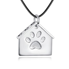 TANGPOET Dog Necklace 925 Sterling Silver Dog House Pendant, Pet Paw Necklace, Jewellery Gifts for Men and Women, Sterling Silver