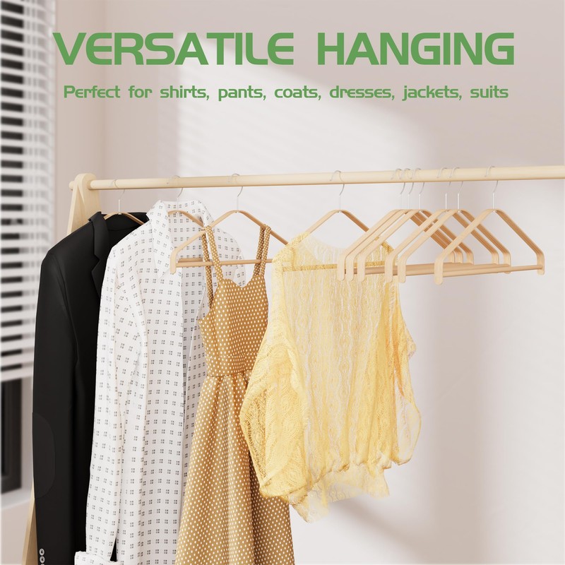 Bamboo Wood Hangers (Bamboo, 30 PCS)