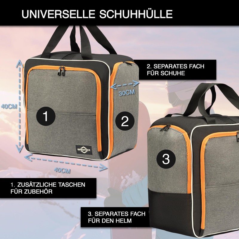 GREMEX Ski Boot Bag with Helmet - Waterproof, Ski Boot