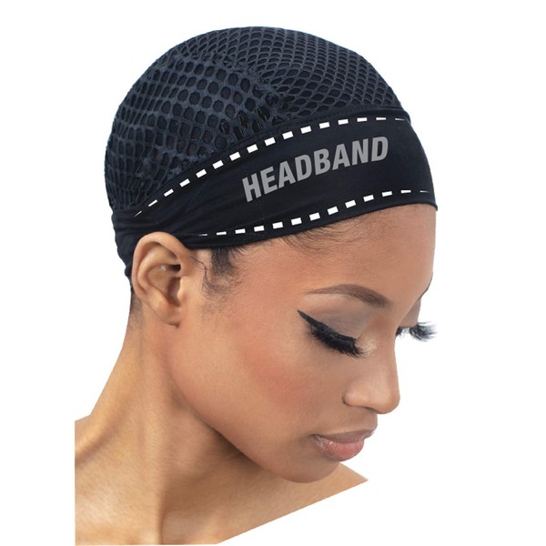 Freetress Create a Quick and Easy DIY Headband Wig In No Time Cooling HEADBAND CROCHET CAP (BLACK)
