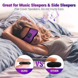 LC-dolida Bluetooth Headband Headphones, Cozy Sleep Mask with Bluetooth Headphones Sleep Headphone Bluetooth Headband with Thin Speaker Handsfree Gadgets Best Gift Ideas (Purple)