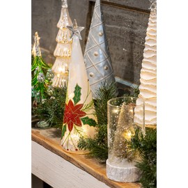 Boston International Christmas Winter Holiday Tabletop Tree Decoration, Small, Silver Metal with Gold Dots