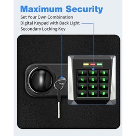 Fireproof Waterproof Safe Box for Home Documents, 3.0 Cu Ft Digital Security Safe Box with LED Sensor Light & Emergency USB-C Cable, Removable Shelf for Money Jewelry Valuables