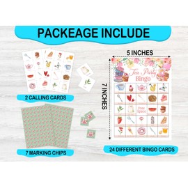 Zcsni Tea Party Bingo Game Cards, Garden Tea Party Decor, Tea Party Favors, Bachelorette Party Activities, Bridal Shower Party Supplies for Adults Friends Family, Holiday Gathering Bingo Cards -14