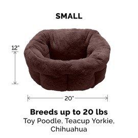 Furhaven 20" Round Self-Warming Pet Bed for Indoor Cats & Small Dogs, 100% Washable, For Pets Up to 20 lbs - Hi Lo Plush Luxe Faux Fur Cuddler - Sable Brown, Small