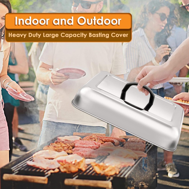 Leonyo 13" x 9" Rectangular Basting Cover for Griddle, Stainless
