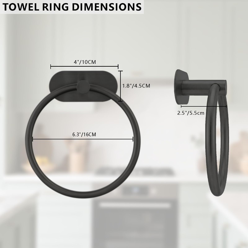 Self-Adhesive Towel Ring, No Drill Stainless Steel Round Hand Towel
