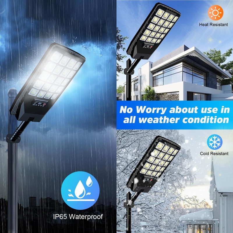2 Pack Solar Street Lights Outdoor Waterproof - 6500K 20000LM