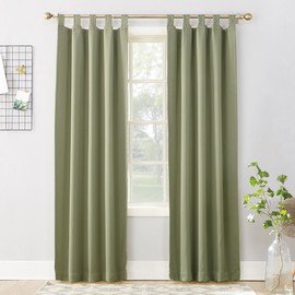 Sun Zero Easton Blackout Energy Effcient Tab Top Curtain Panel, 40" x 63", Sage Green