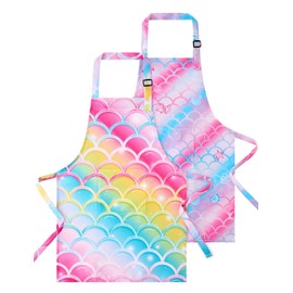 WERNNSAI Children's Apron – Pack of 2 Children's Aprons Painting Apron Children for Boys Girls, mermaid