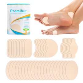 Promifun Moleskin Strips with Adhesive Blister Prevention Pads Mole Skin Tape Stickers for Feet Heel Shoes Padding,24 Sheets of 4 Shapes (48 Pieces Total)