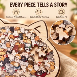 Animal Shape Wooden Jigsaw Puzzle with Stand – Creative Puzzle Gift & Christmas Gift for Her, Teens and Adults Ages 14+