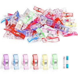Premium Plastic Clips, Multipurpose Sewing Clips Premium Quilting Clips Assorted Colors Fabric Clips for Sewing Supplies Quilting, Sewing Quilting Supplies, 50 Pcs Clips, Add Two Rulers