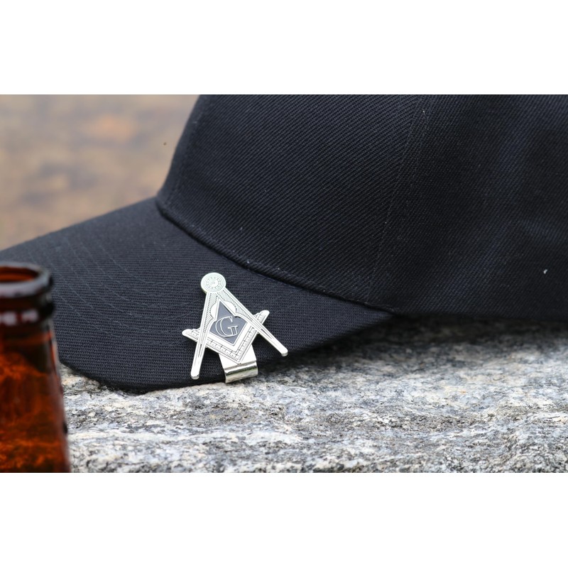 Freemason Hat Clip Bottle Opener - Silver & Black Masonic