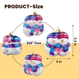 Snowman Christmas Tree Ornaments,Hand-Blown Glass Ornaments for Tree, Friendship Snowman Collection Hanging Ornaments, Christmas Decorations for Holiday Birthday Party Daily Home Gifts