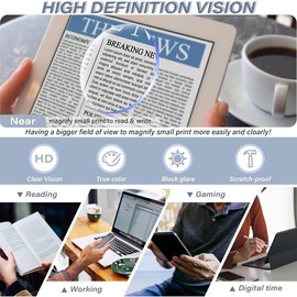 Reading Glasses for Women, Oversized Square Blue Light Blocking Readers Clear Computer Glasses Readers for Women Men - Color: Blue, Streng: 0.0 x