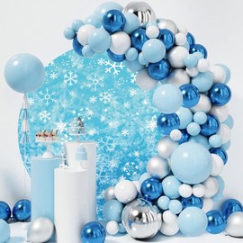 OERJU Winter Snowflake Round Backdrop Cover Snowflake Backdrops for Photography Christmas Baby Shower Birthday Party Decoration Circle Backdrop Cover Arch Photo Booth Background 7.5ft